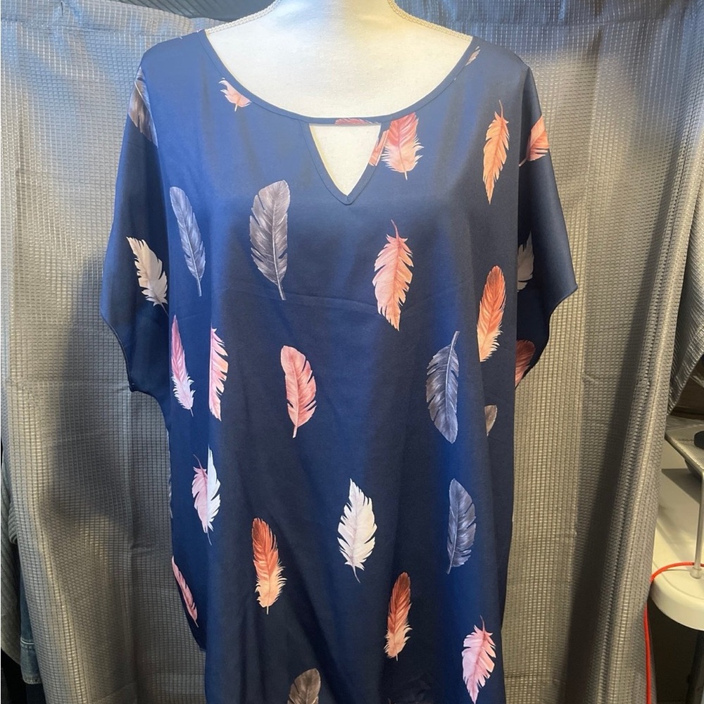 SHEIN navy feather top
